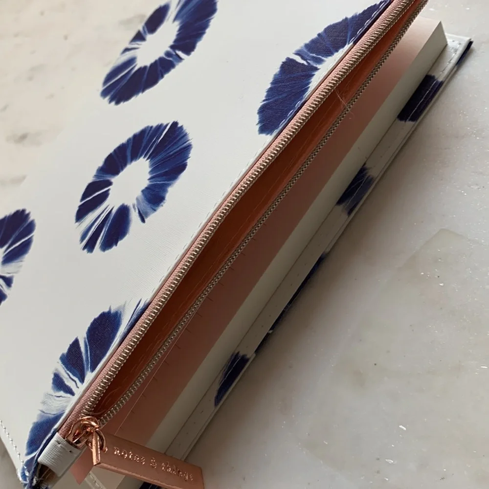 DesignWorks Ink Leatherette Journal with Zipper Pouch Indigo Batik